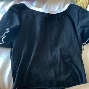 Crop top black blouse
